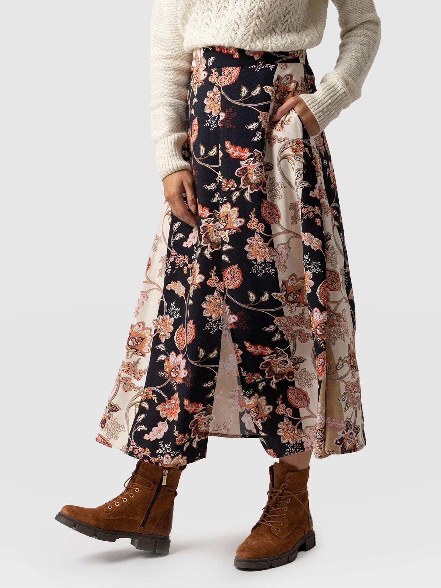 Marina Midi Skirt - Paisley Stripe